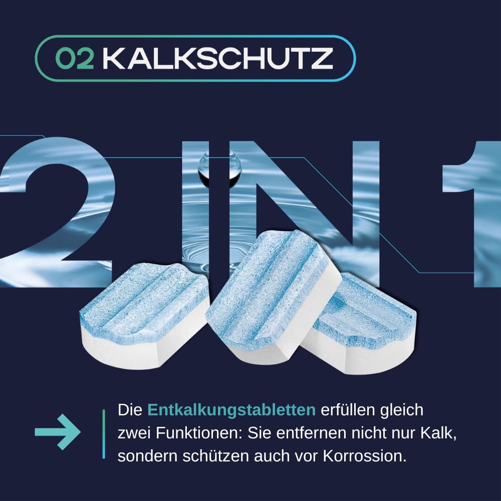 10x Reinigungstabletten & 6x Entkalkungstabletten, kompatibel mit Siemens EQ Series Kaffeevollautomaten - Reinigung Kaffeeautomat - Entfernt Kaffeeöle aus der Brüheinheit, entfernt Kalk