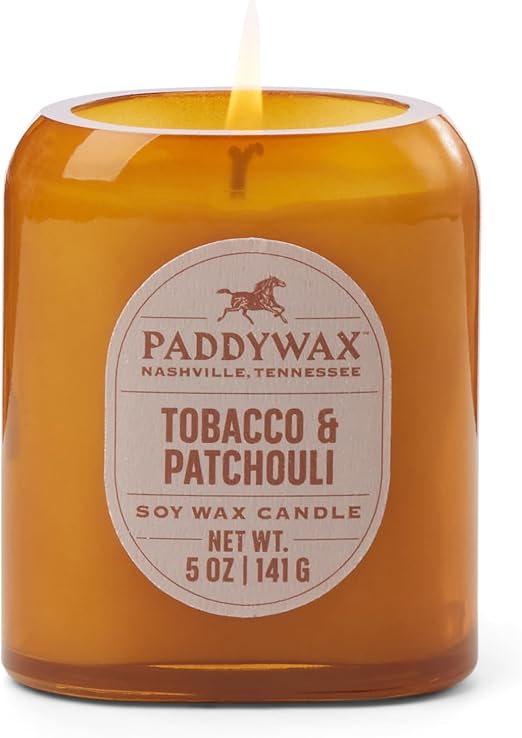 Paddywax Scented Candles Vista Collection Vintage Style Artisan Candle in Frosted Glass, 5-Ounce, Tobacco & Patchouli