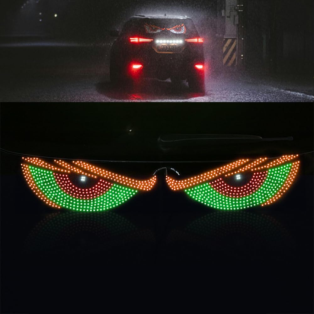 USB Dynamic Big Devil Eyes Light for Cars, Devil Eyes Light for Car Windshield, Led Lights, Easy To Install, Compatible, Flexible Dynamic LED Devil's Window (Style-B)