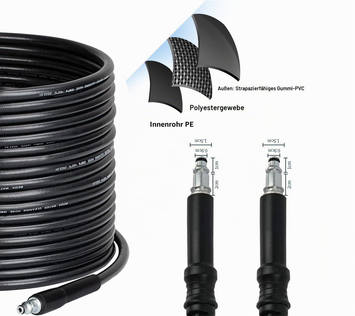 20M/6,5FT Hochdruckreiniger-Ersatzschlauch für Bosch AQT-Serie Haushalts-Hochdruckreiniger Bosch Aquatak, Zubehör Verlängerung Wasserreinigungsrohr, Klickverschluss Schnellstecker SDS-Armaturen