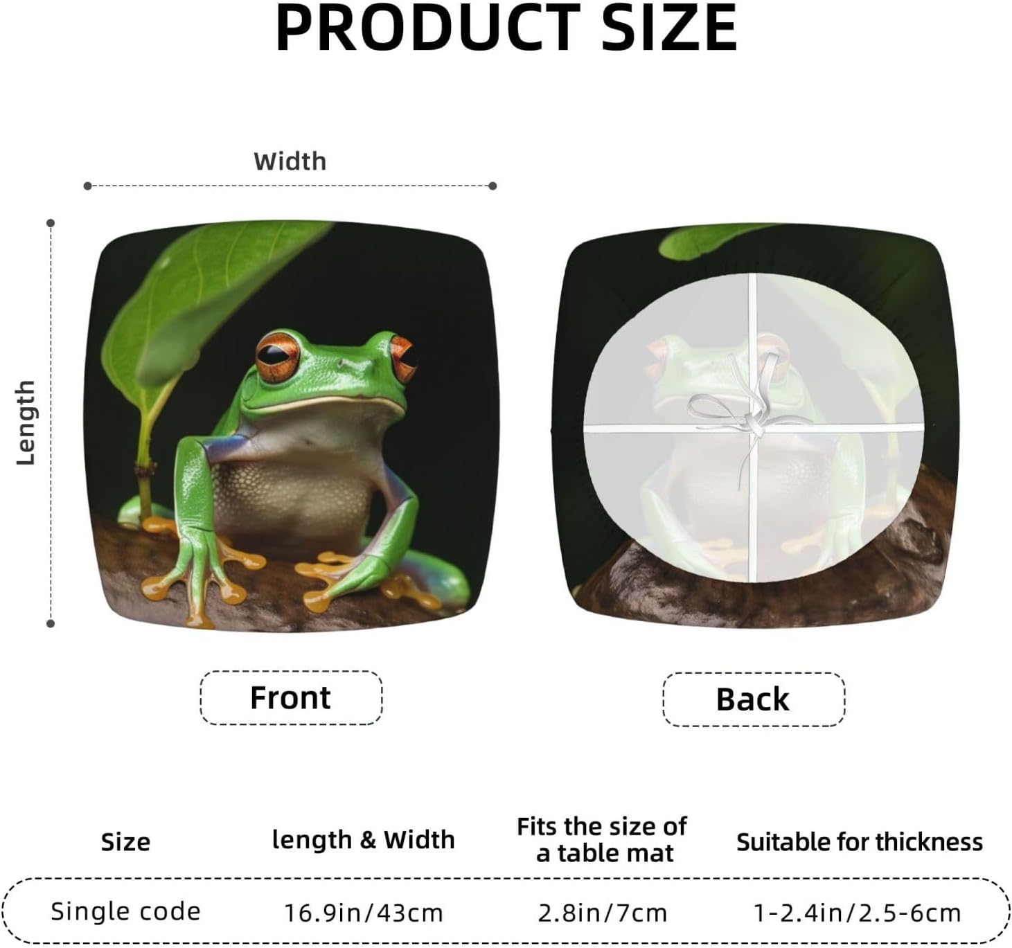 Peace Tree Frog Print Square Cushion Covers 6 Pcs Set Elastic Non-Slip Seat Cushion Slipcovers Pet Furniture Protectors for Chair, Sofa