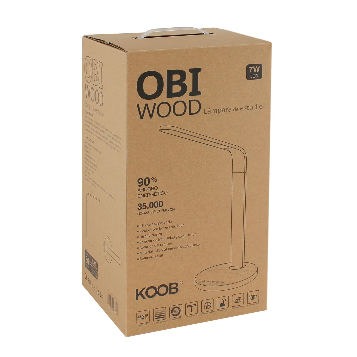 ledbox Flexo Led OBI WOOD Multifunción, Blanco dual, regulable