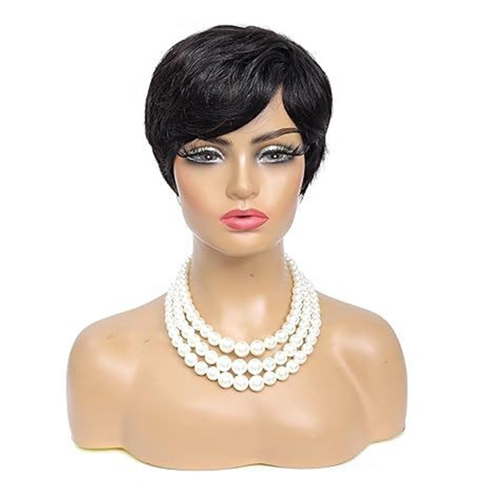 ZTHYSHOZ Women's Wig Women's Slanted Bangs Fluffy Short Wig Headband Suitable For Daily And Party Use(Black)