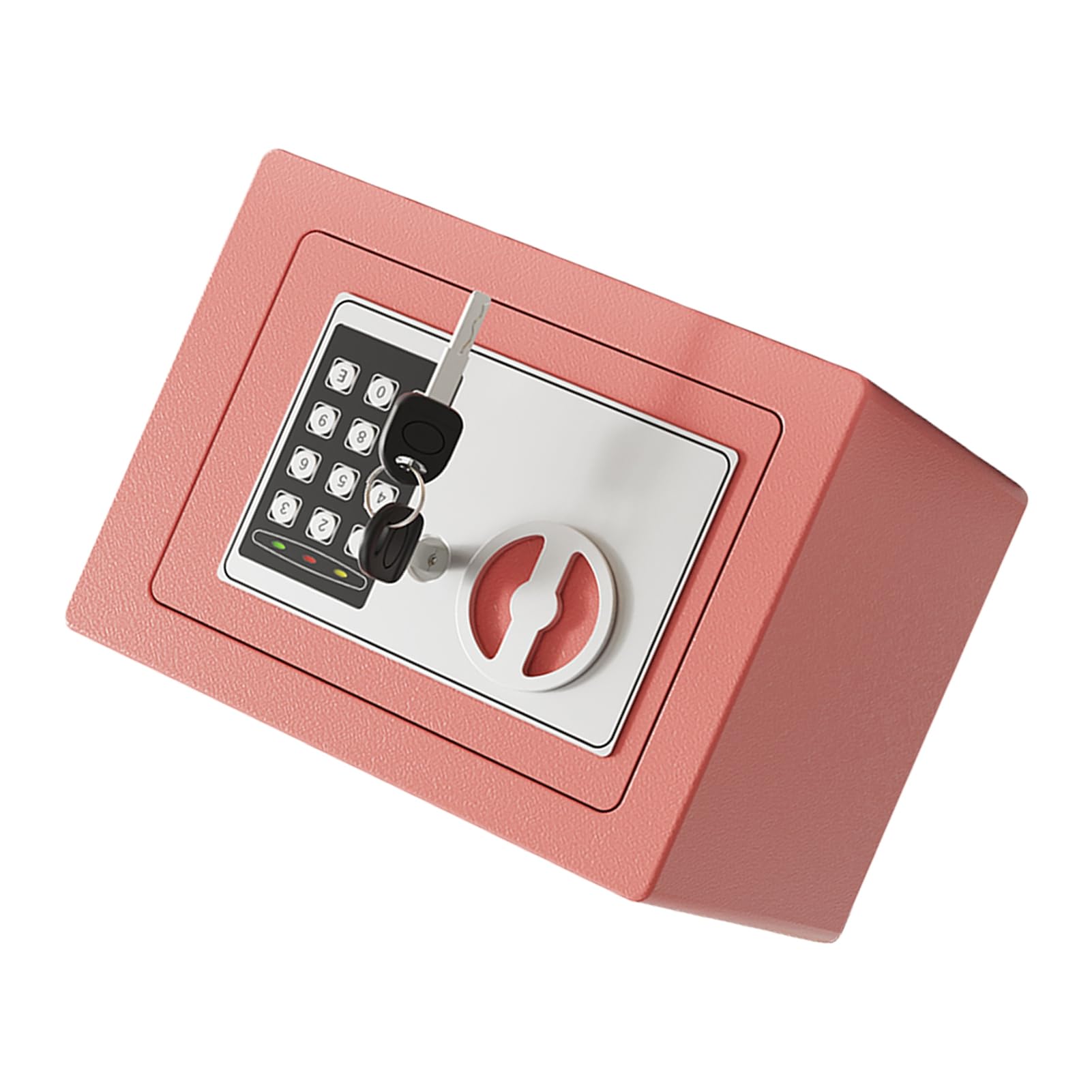 Mini Caja Fuerte de Metal Ignífuga, Cajas Fuertes para el Hogar, Caja Impermeable Ignífuga, con Teclado y 2 Llaves de Repuesto, Seguridad Digital para Dinero, Joyas, Documentos de (Rosa)