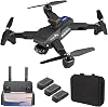 P9 Drone with Camera, 4K HD Camera, 90° Electric Adjustable, Small, Foldable, Mini Drone for Beginners, Toy Drone, 3 Batteries, 45 Minutes Flying Time, Storage Case, Intelligent Obstacle Avoidance,