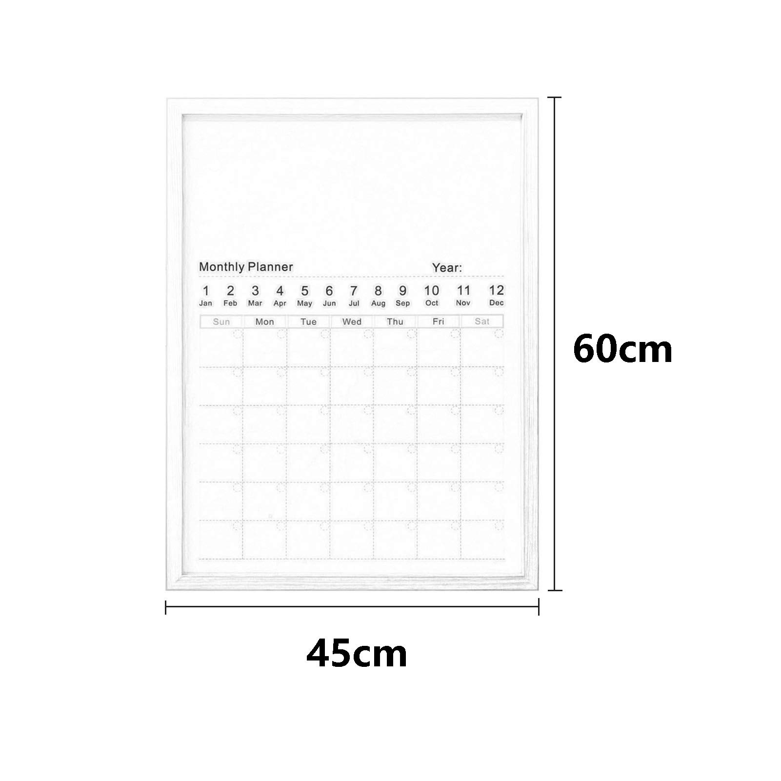 Lavagna Magnetica Calendario mensile da Parete per Pianificazione mensile per Ufficio Domestico Messaggio promemoria itinerario Piano Cose da Fare Record (Cornice in Legno nero-45X60CM)