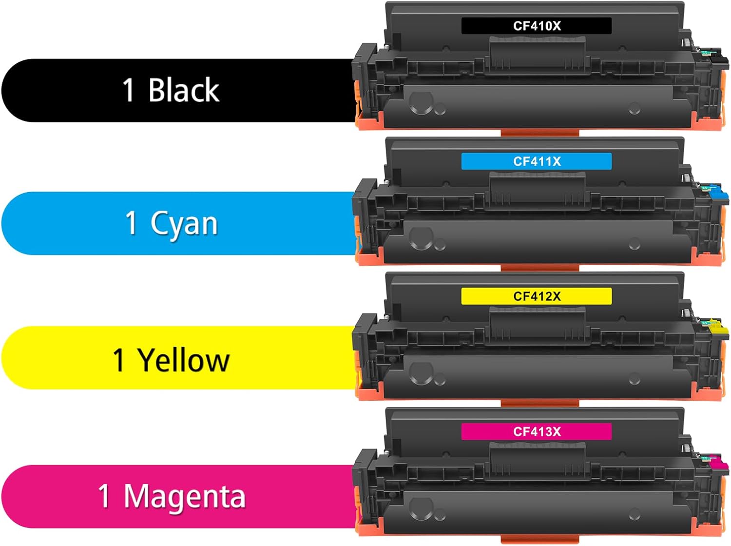 410X 410A Toner Cartridge 4 Pack High Yield Compatible for HP 410X 410A Color LaserJet Pro MFP M477fnw M477fdw M477fdn M452dn M452nw M452dw M477 M452 Printer Black/Cyan/Magenta/Yellow