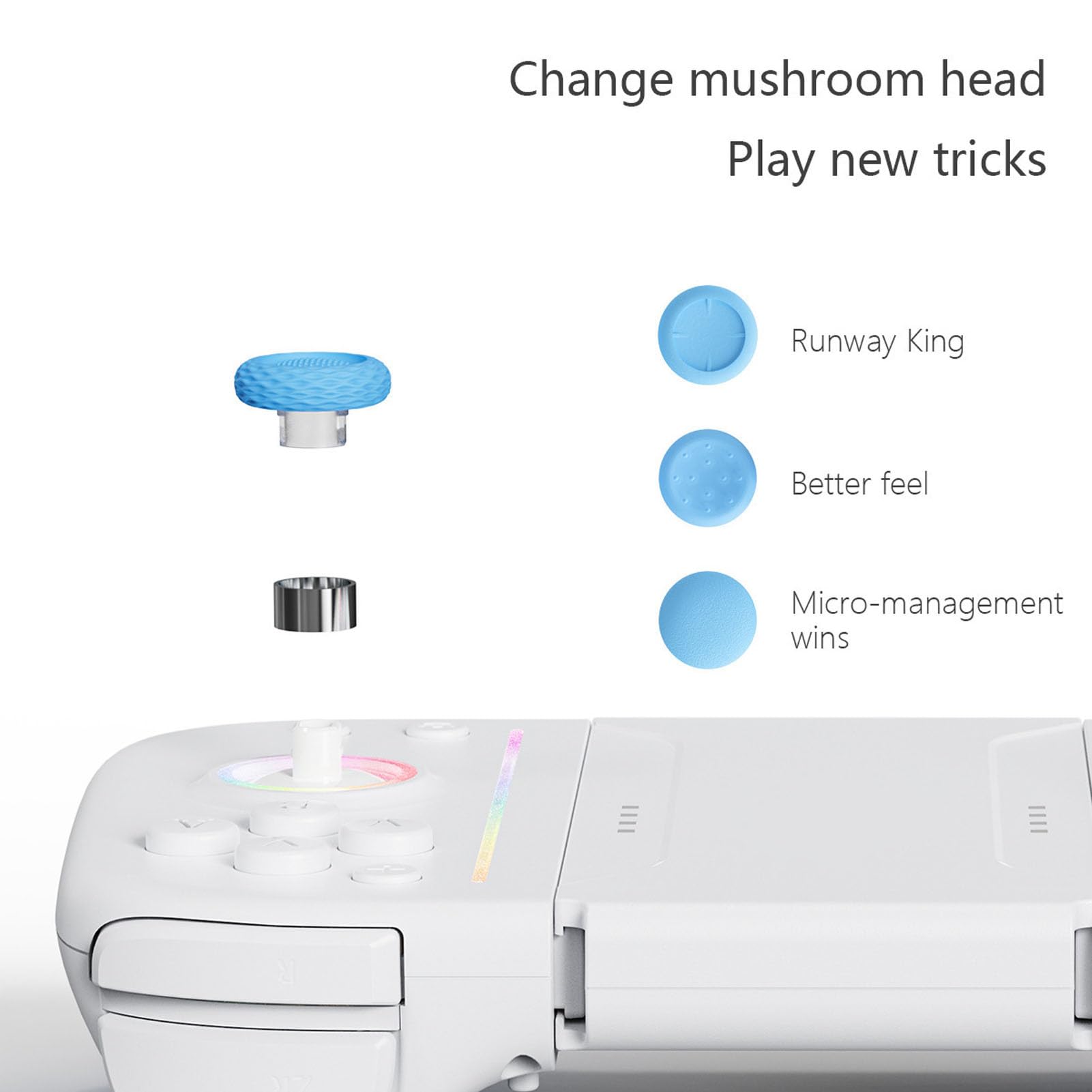 Controlador de Juegos Mecánico Inalámbrico Mejora Eficientemente El Rendimiento de los Juegos para, Lite con Iluminación RGB, Detección de Movimiento de 6 Ejes y (Blanco (Blanco Azul)