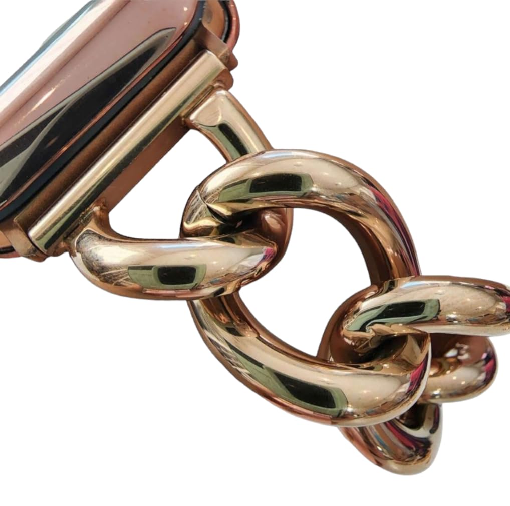 DSAAplus Gold Metal Bands Compatible With Apple Watch Band 38mm 40mm 41mm 42mm 44mm 45mm 46mm 49mm Stylish Chain Bracelet for iWatch Series 11 10 9 8