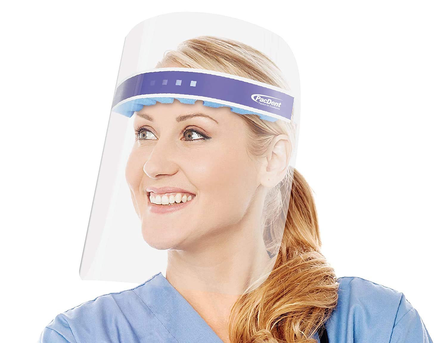 Pac-Dent - S024-A iShield Disposable Face Shield with Anti-Fog Coating, Lightweight and Comfortable for All Day Use, Full Face Protection, 24-Pack