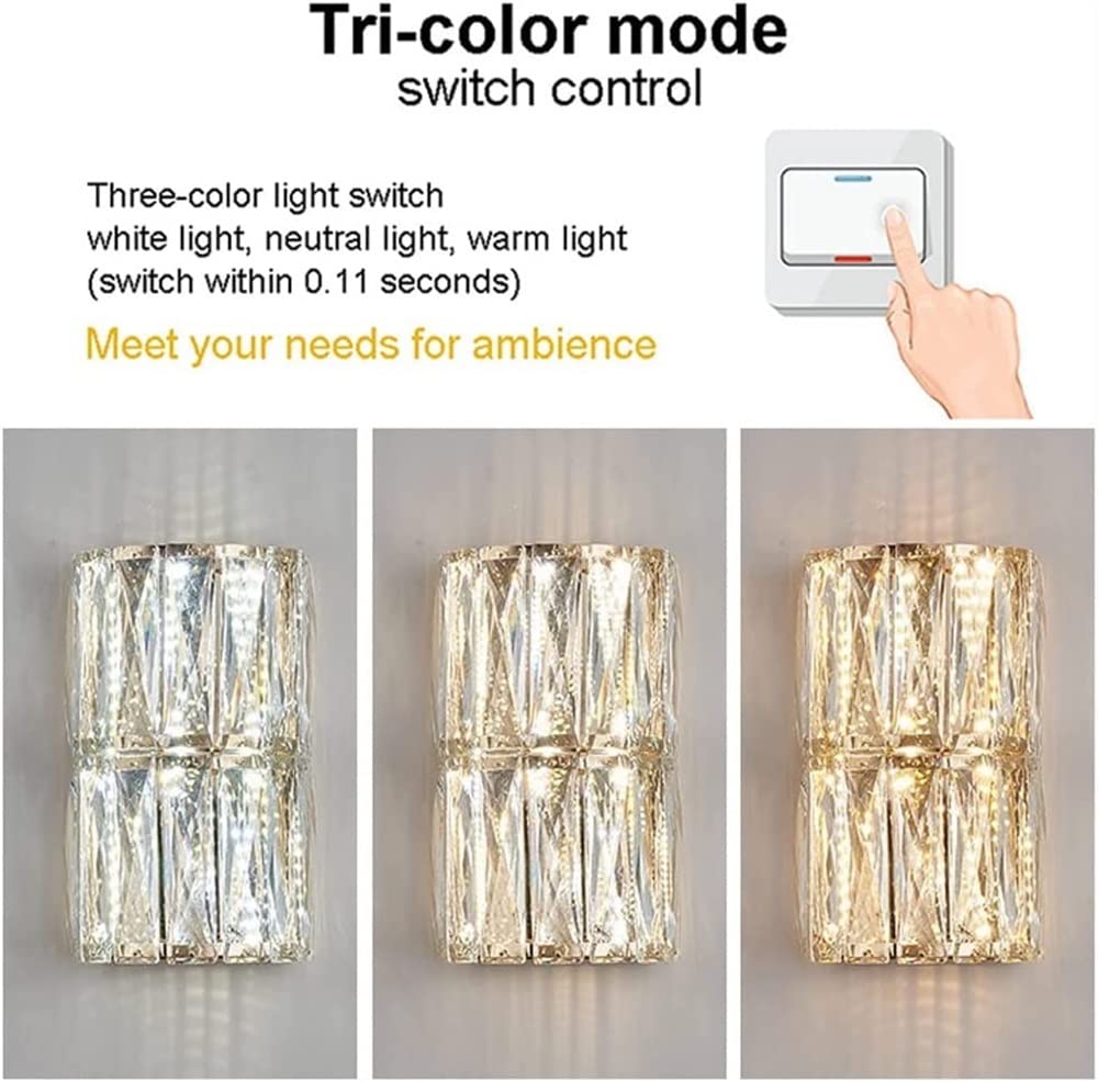 WQHPLMD Sparkling Crystal Wall Sconce for Bedroom, Living Room & Hotel - Geometric
