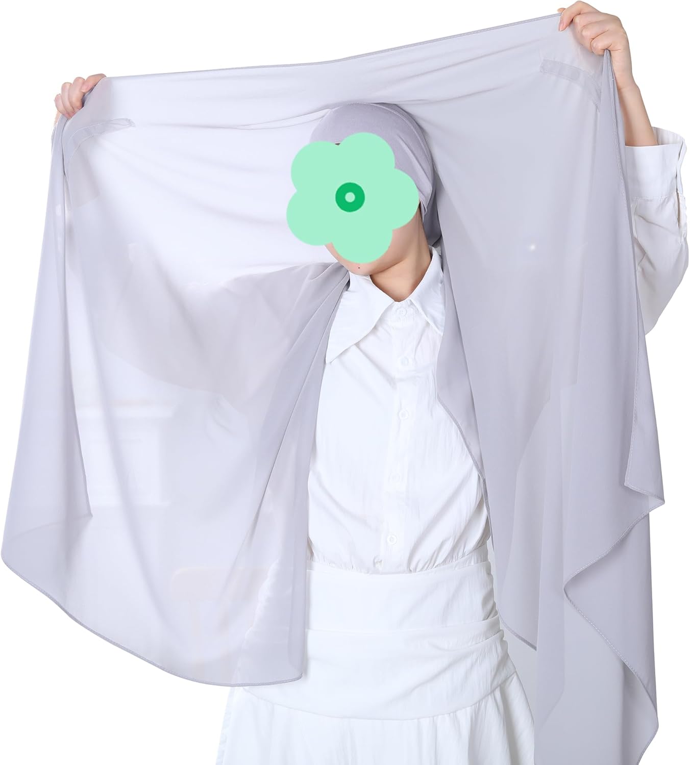 Magnetic Chiffon Hijab Scarf for Women, Quick Snap Closure Headscarf, Breathable Muslim Headwrap with Under Cap - Image 2