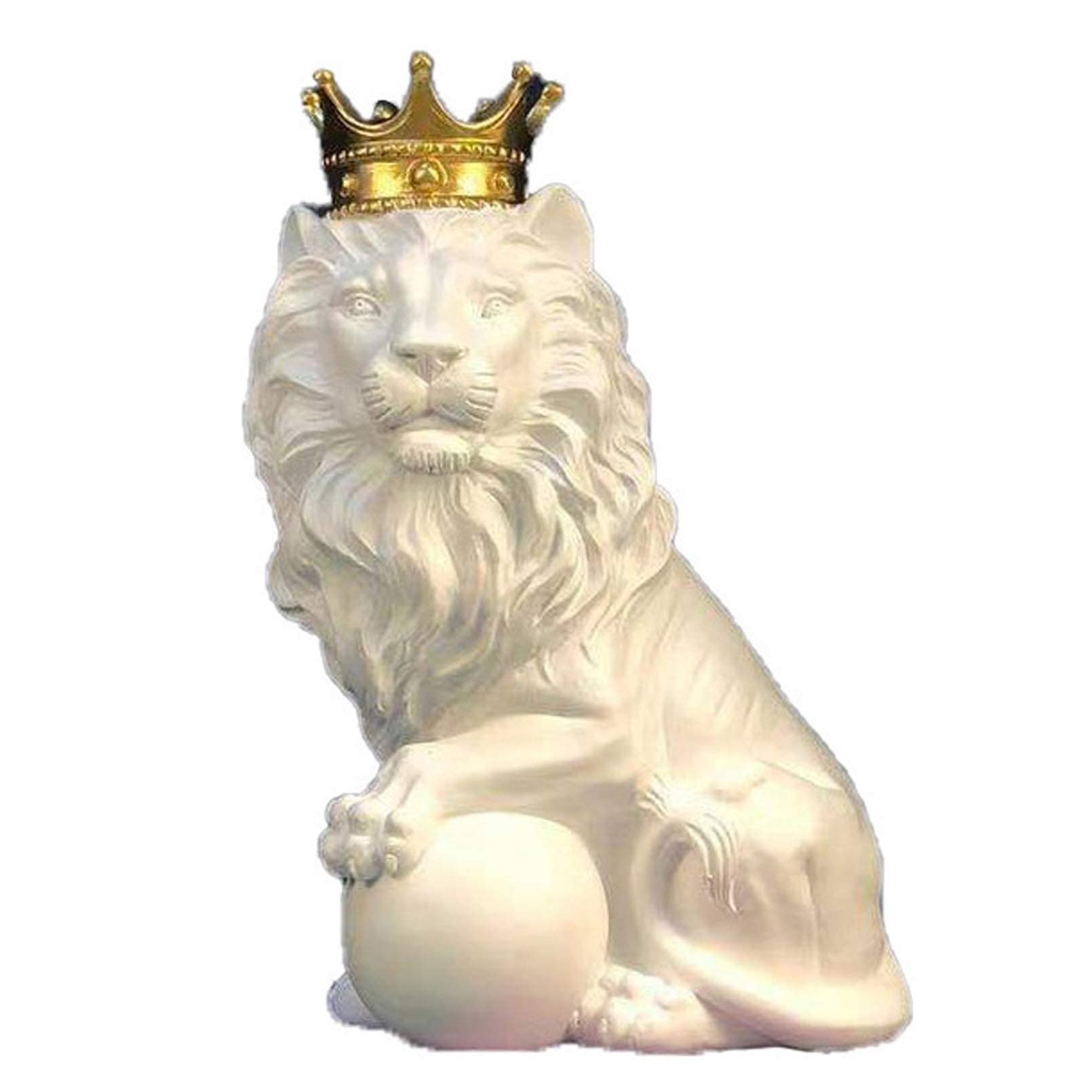 YXCQHZM Crown Lion Statue Sculpture King of The Forest Crown Lion Sculpture Art Decoration Ornaments for Office Living Room Bar Cafe Home Decor (white)