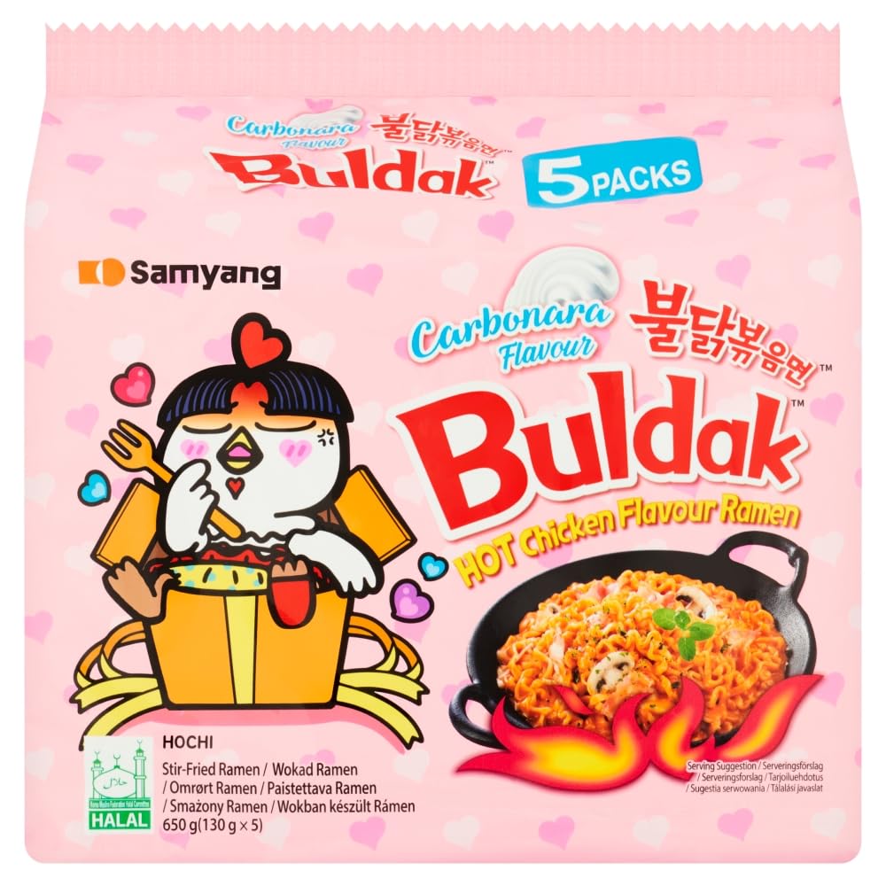 Korean Import - Samyang Hot Chicken Flavour Buldak Ramen Carbonara Noodles - Pack of 5