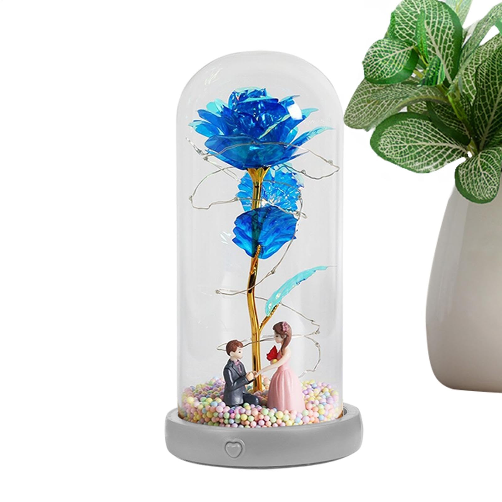 Flor eterna en cúpula con música y luces LED para iluminar con un diseño realista tu hogar