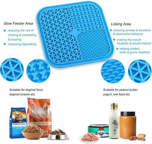 Miniatura 2 de Tapete para lamer perros con ventosa, 2 cuencos de alimentación lenta para perros, almohadilla para lamer para perros, tapete de alimentación lenta