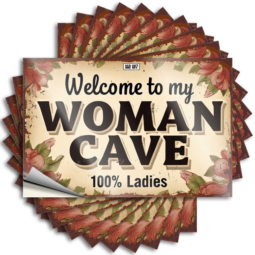 Decals Basement Decor Vinyl Sticker | Welcome to My Woman Cave: A Sanctuary for Ladies Only Encouragement for Man Use(6X9CM)