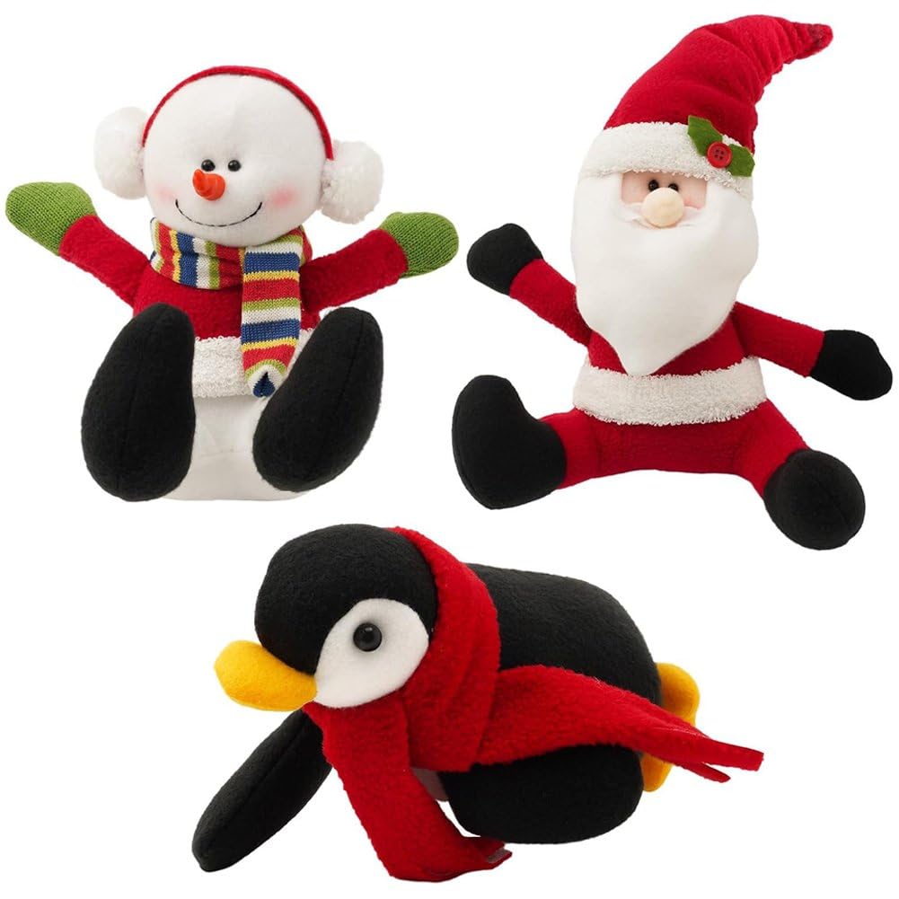 Guirlande de Noël pour escaliers avec 3 figurines de surf Père Noël et bonhomme de neige