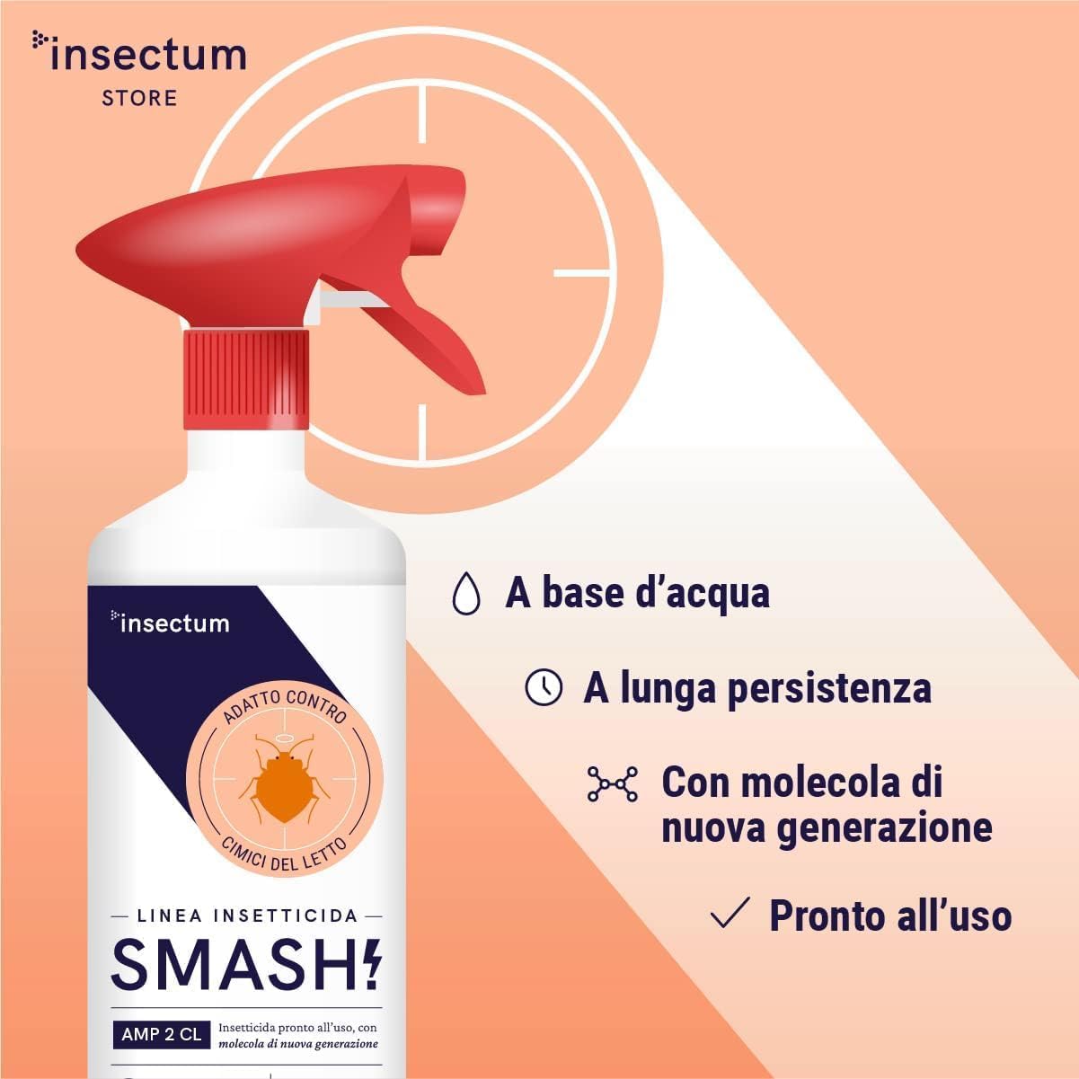SMASH Insetticida Cimici da Letto Spray - 1x500 ml - Adatto per Letto, Materassi e Divani - Bed Bug Spray, Senza Permetrina
