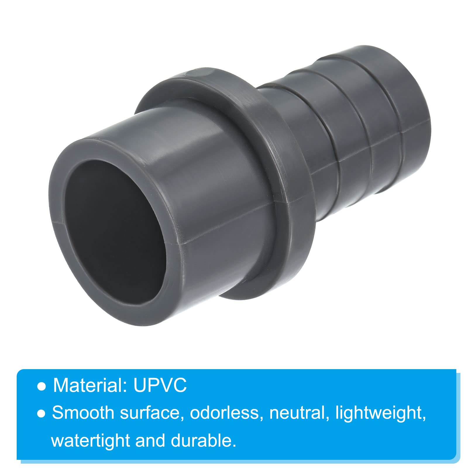 PATIKIL UPVC Reductor Tubo Montaje 32mm OD 25mm Púas, 2 Paquetes Rectos Acoplamientos Adaptador Conector, Gris — view 4