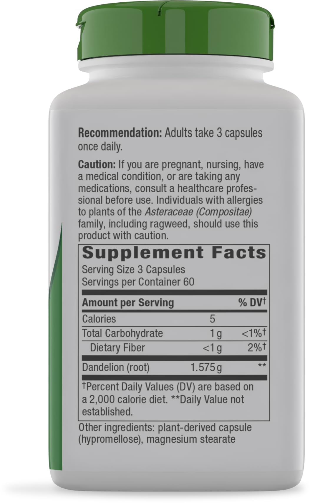 Nature's Way Dandelion Root Capsules, 1,575 mg per Seving, 180 ct — Amazon image 9