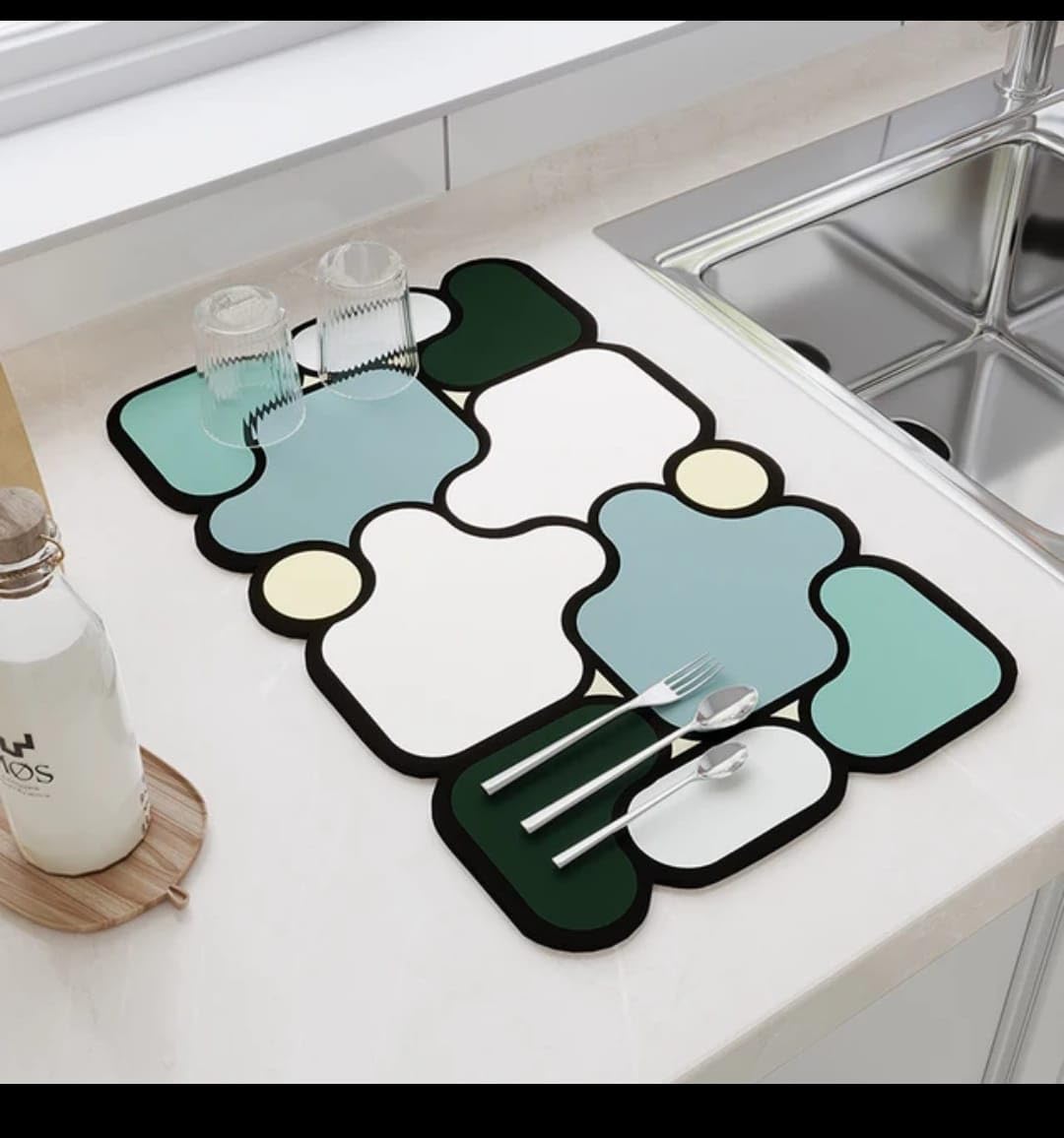 Arcanine Coffee Machine Drying Mat, Quick Mat Dishes, Suitable for Coffee Machines, Kitchens and Sinks with Absorbent, Quick-Drying Pads (60 * 40 CM) (Green)