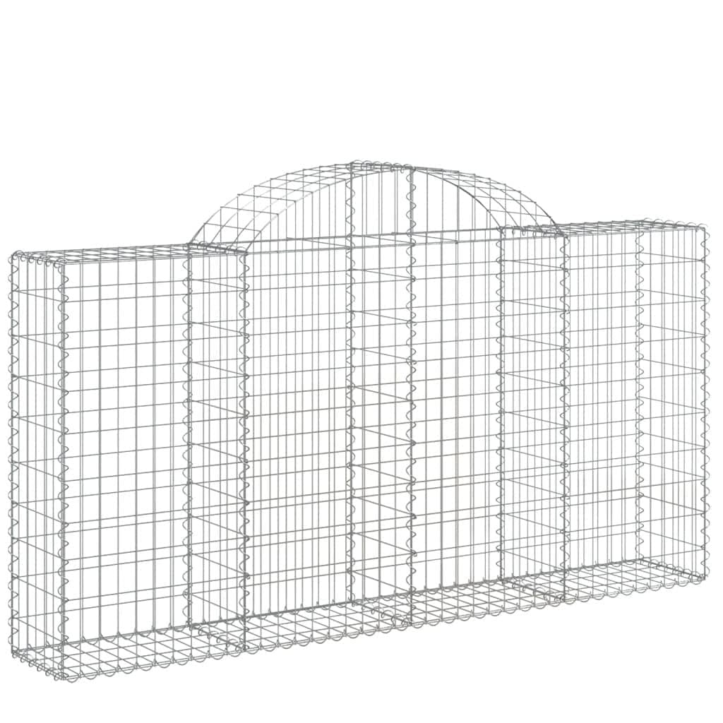 DYRJDJWIDHW Arched Gabion Baskets 14 pcs 200x30x100/120 cm Galvanised Iron Garden Retaining Wall Decorative Sound Barrier Corrosion-Resistant Outdoor Stone Cage Fence