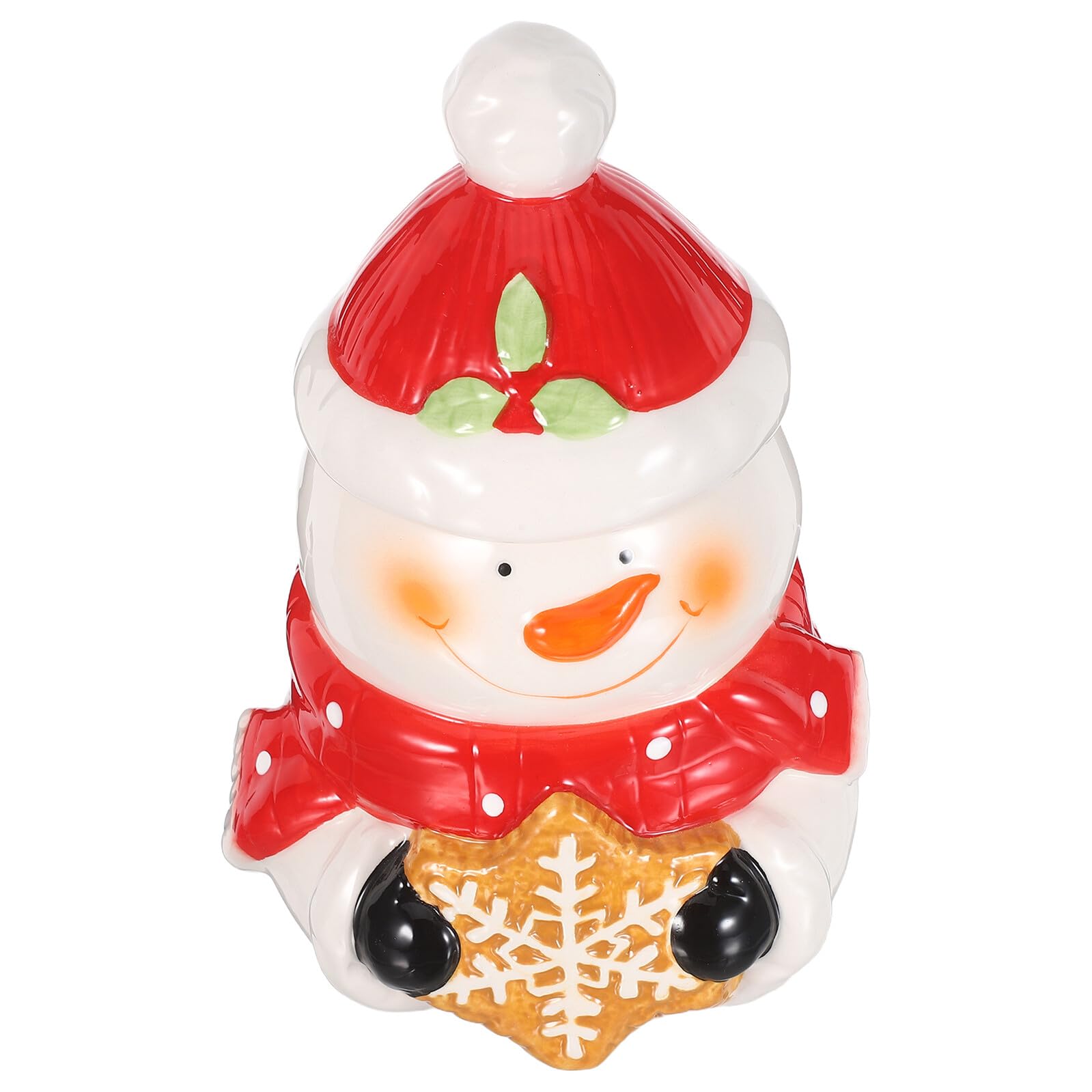 DOITOOL Bocal Céramique Bonhomme Couvercle Boîte Hermétique pour Biscuits et Bonbons de Noël Décoration Festive de Cuisine Rangement Polyvalent pour Fêtes de Fin Année