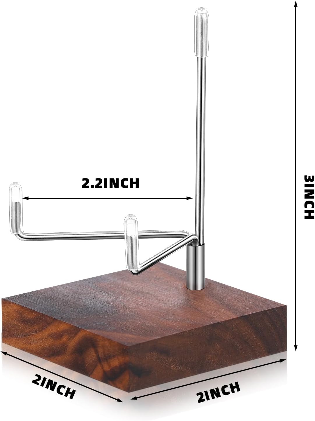 Wenqik 4 Pcs Crystal Display Stand Adjustable Metal Arms Small Rock Display Stand with Wooden Base Geodes Rock Agate Mineral Easel Holder for Collectibles(1.97 x 1.97 x 3.15 Inch,Silver)