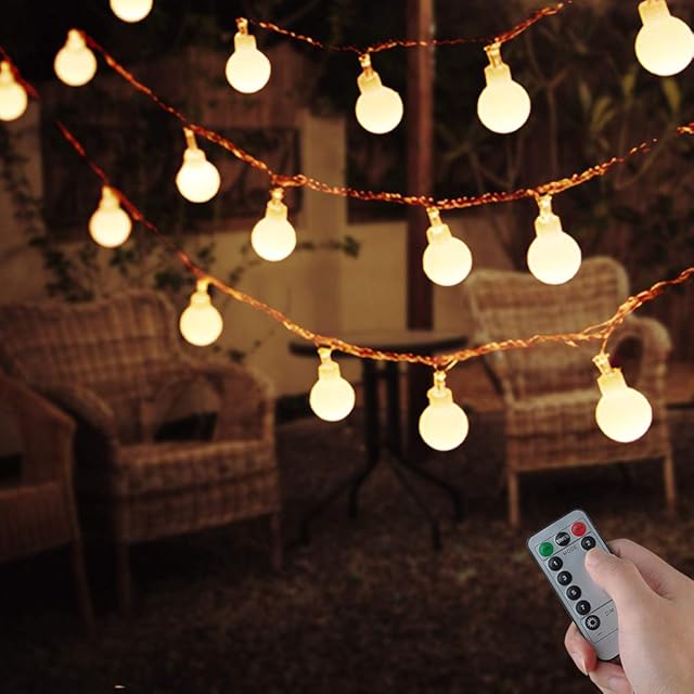 100 LED Globe String Light,USB Fairy Lights,IP67 Waterproof,8 Modes,Ball Fairy Lights with Remote & Timer for Outdoor,Party,Gazebo,Christmas,Wedding,Bedroom Decoration(Warm White)