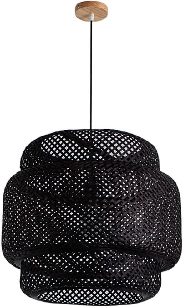 1-Light Hand Woven Light Fixture Nordic Bedroom Bamboo Lamp Three-in-Design Weave Hanging Light Rustic Island Dining Ceiling Light Adjustable Boho Basket Hanging Chandelier Lamp/K/30Cm