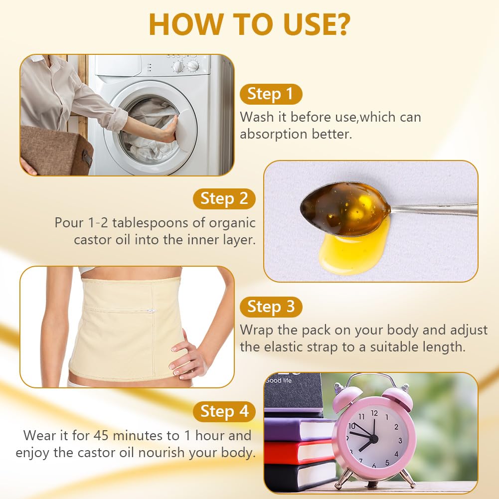 6 Cuscinetti Seno All'Olio Di Ricino Riutilizzabili E Biologici - Impacchi Caldi/Freddi Per Donne, Cotone Bambù