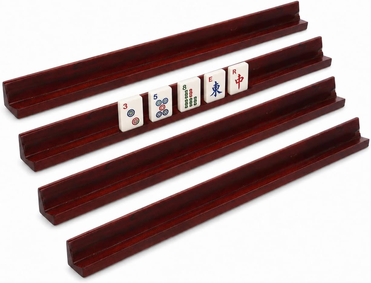 Ciieeo Mini Wooden Mahjong Tile Holder Anti-Slip Grooves Portable Mahjong Racks for Travel and Gatherings Compact Size for-the-Go