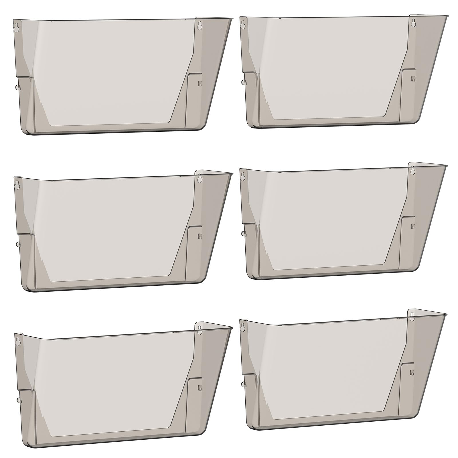Gawerk Clear Acrylic Single Pocket, Plastic Hanging Wall Mount File Holder for Office Home (Gray, pack6)