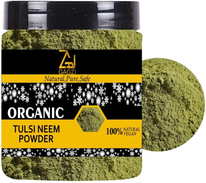 Natural Tulsi Neem powder 9 Oz / 255.15 Gram ( Pack Of 1 ) - GAGZI