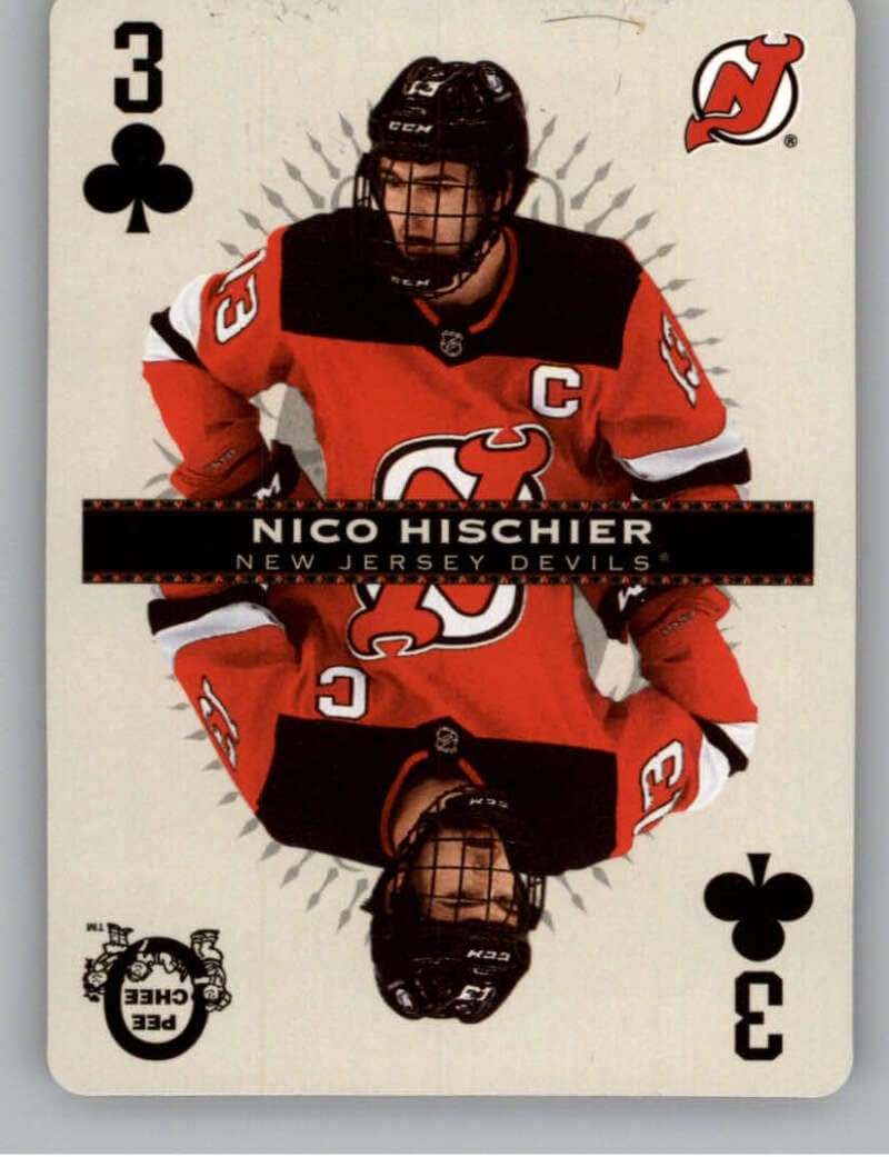 2021-22 O-Pee-Chee Hockey Playing Cards #3-CLUBS Nico Hischier New Jersey Devils Official NHL OPC Trading Card produced by Upper Deck