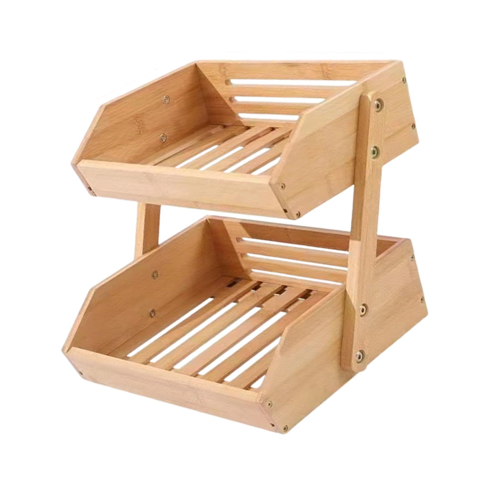 Kaeltsyn Wood Drying Rack Natural, for Fruits Vegetables and Utensils with Space Saving Design Wood Countertop Fruit Display