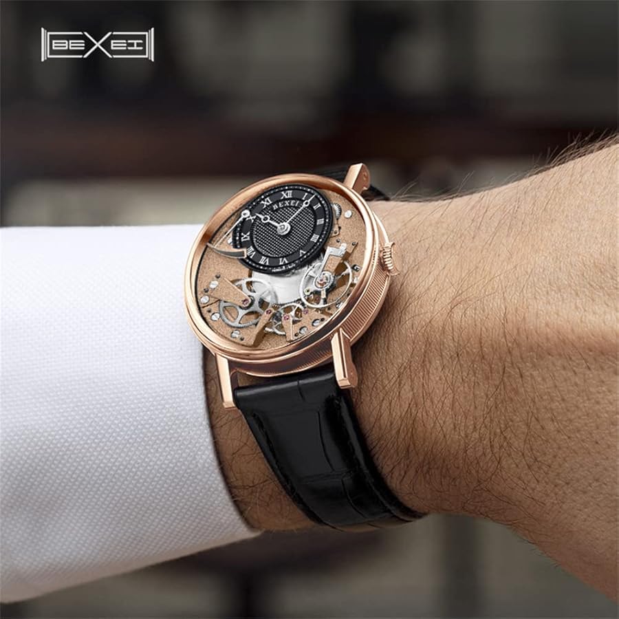 Amazon.co.jp: BEXEI Men's Mechanical Hand Wind Skeleton