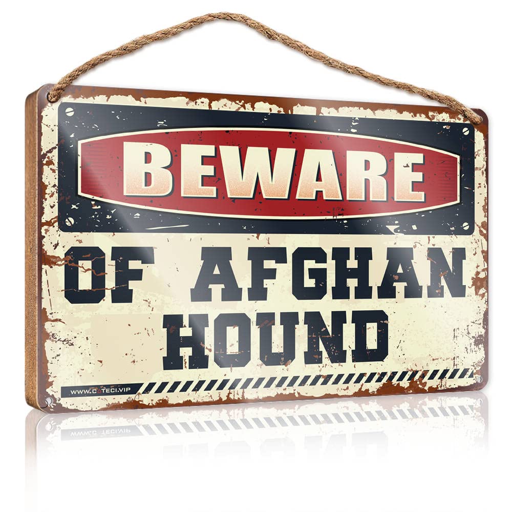 Funny Home Decor For Door Beware Of Afghan Hound Wooden Sign(23X35CM)