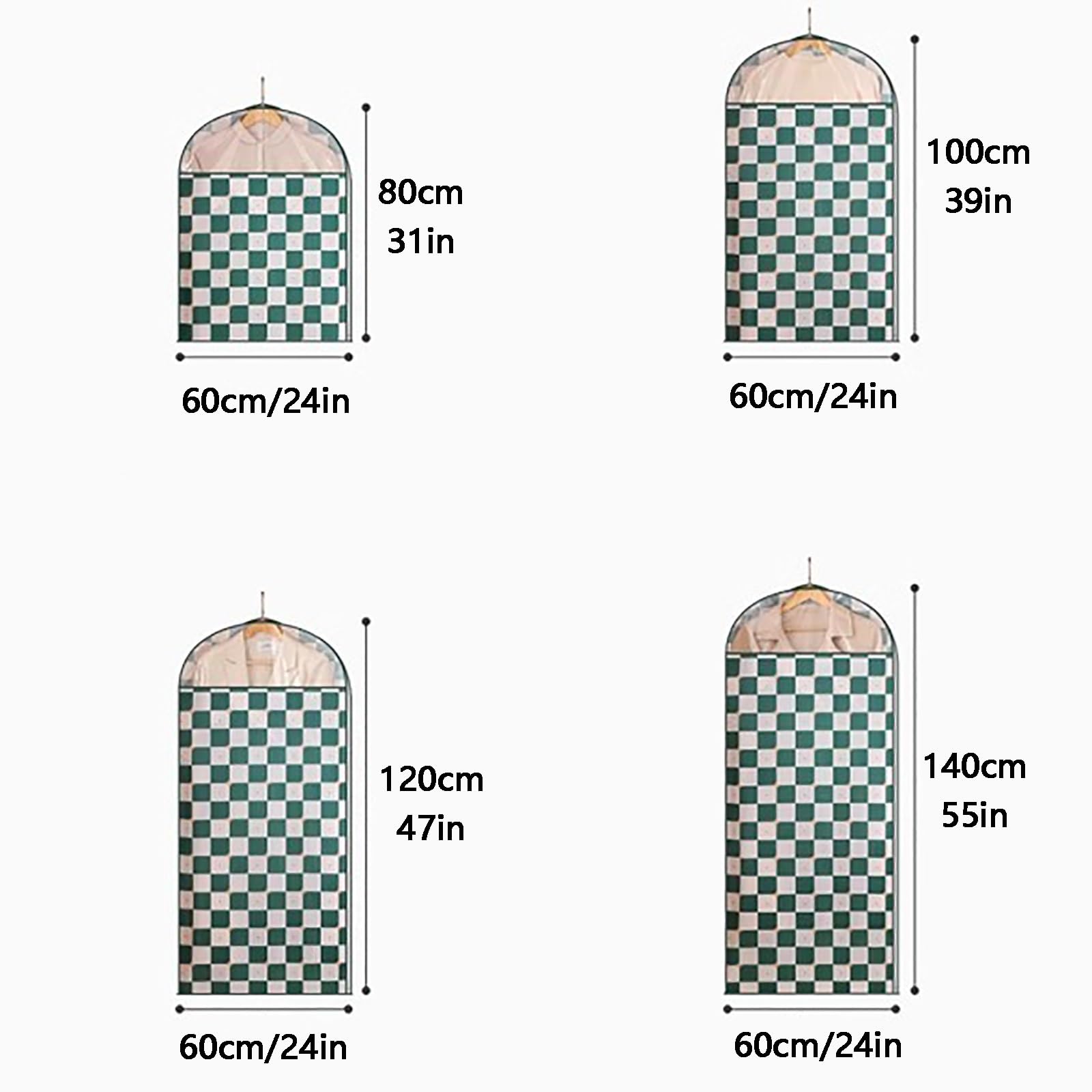 Funda para Perchas, Paquete de 5 Bolsas Ropa for Almacenamiento, Protector con Ventana Transparente, Adecuado for Trajes, Abrigos, Chaquetas(60 * 140cm/24 * 55in)