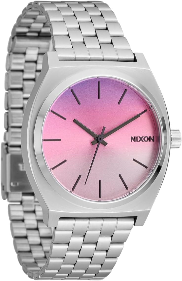 NIXON Time Teller A045 – 100m Water Resistant Men’s Analog Fashion Watch (37mm Watch Face, 19.5mm-18mm Stainless Steel Band)