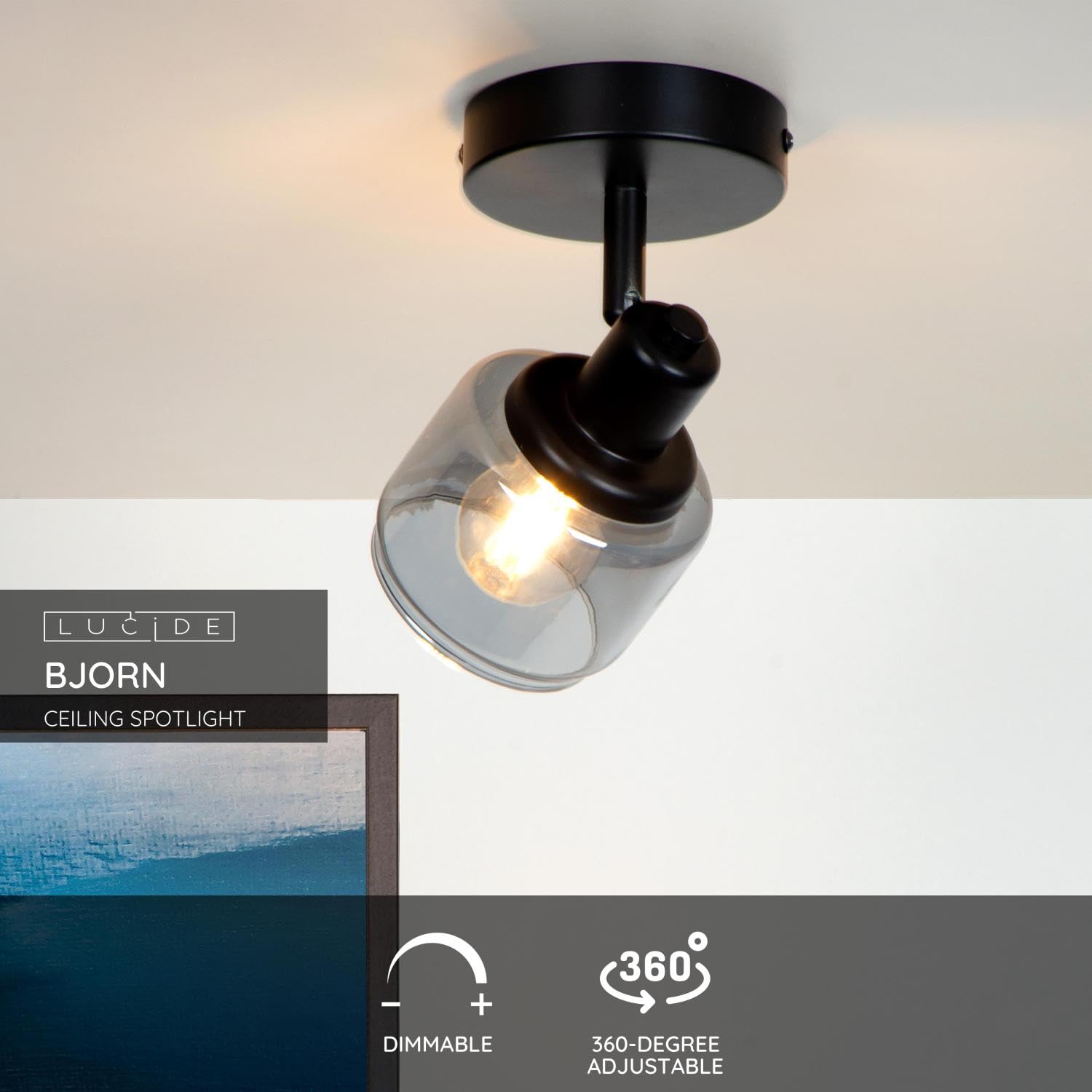 LUCIDE Bjorn - Ceiling Spotlight - 1xE14 - Black - Image 3