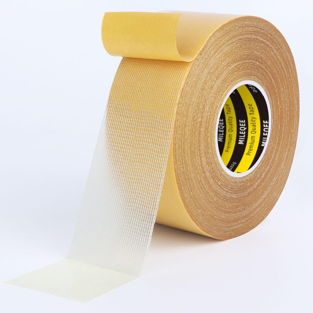 1 Roll Double Sided Tape Heavy Duty, 45mmx20m, Universal High Tack Strong Wall Adhesive with Fiberglass Mesh, Super Sticky Resistente Clear Tape, Easy Use Transparent Tape…