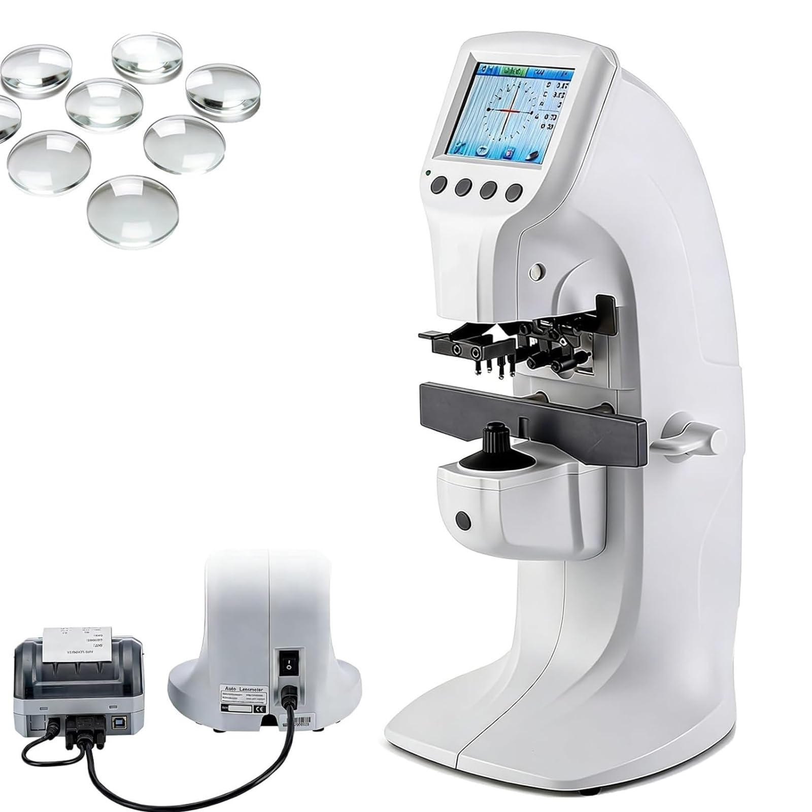 JXYQ Digital Lensometer Focimeter with Colour Display, Auto PD Measurement Optical Lens Meter with Printer for Eyeglasses Testing
