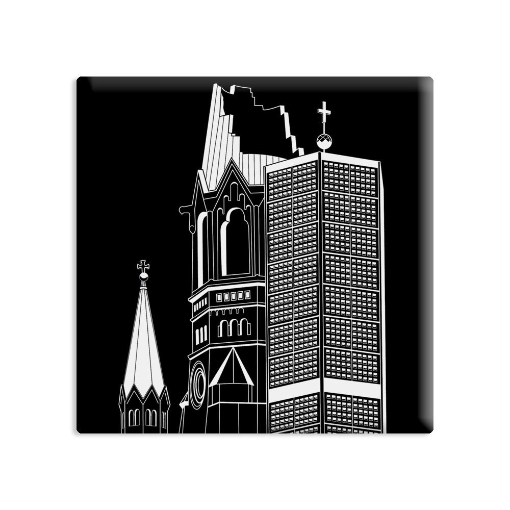 COGNOSCO Fridge magnet Architectural graphic - small magnet - 5 x 5 cm - Image: Berlin, Gedächtniskirche - as a present or souvenir
