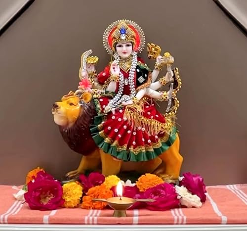 Miniatura 2 de Esplanade Escultura de estatua de ídolo de resina Maa Durga MATA Rani Sherawali Murti, multicolor (8 x 11.5 pulgadas)