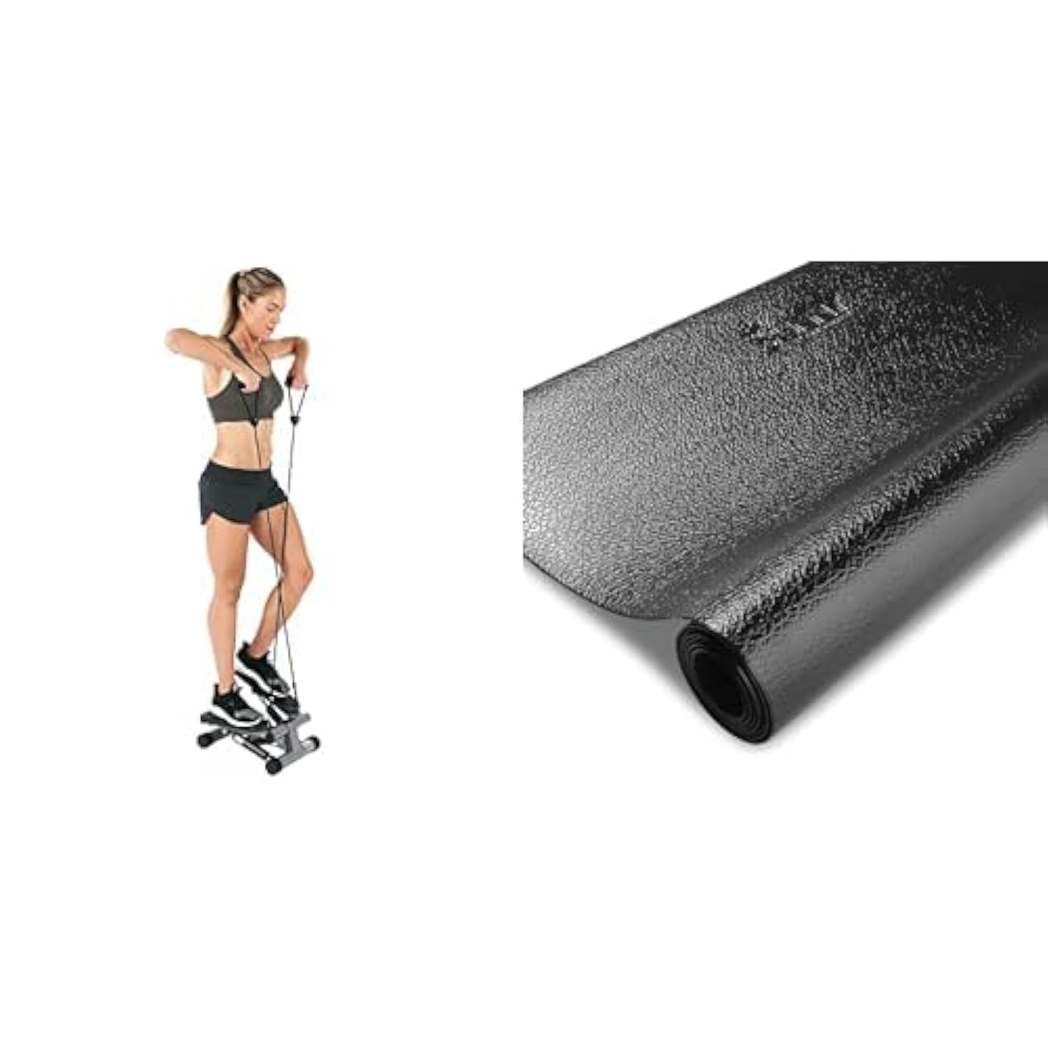 Sunny Health & Fitness Mini Stepper, Stepper de bajo Impacto, Equipo de Cardio con Bandas de Resistencia y tapete Protector de Espuma para Gimnasio en casa