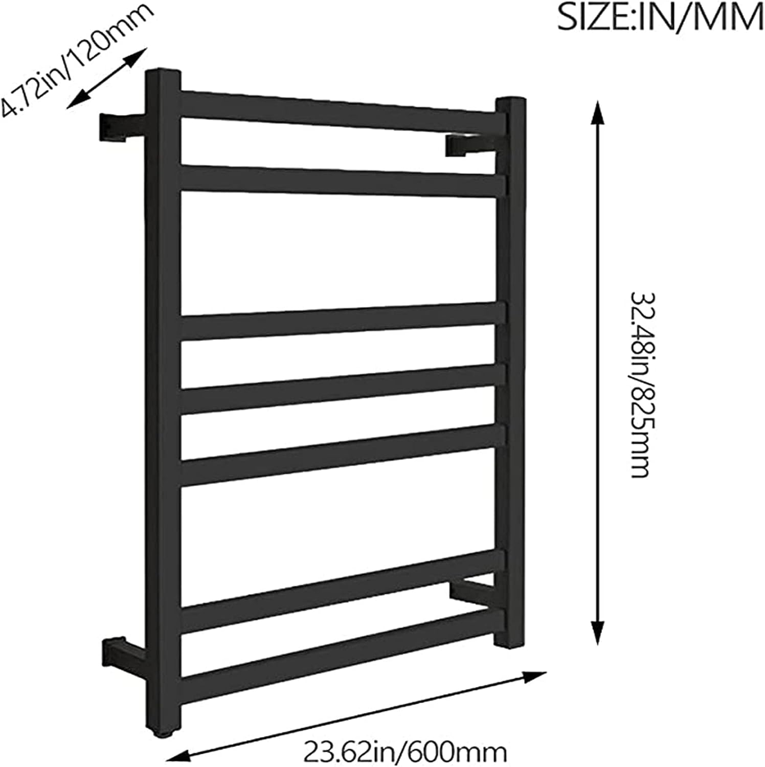 304 Stainless Steel Electric Heating Towel Rack with 7 Bars for Bathroom Towel Warmer Wall Mounted Drying Rack