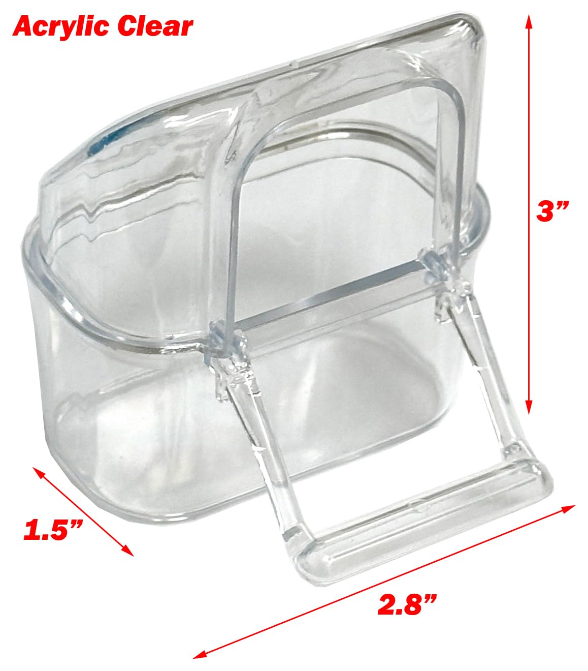 Lot of 2 Acrylic Clear Plastic Seed Food Water Feeder Hood Cups for Bird Parrot Cage with Spring Lock Feeder Doors