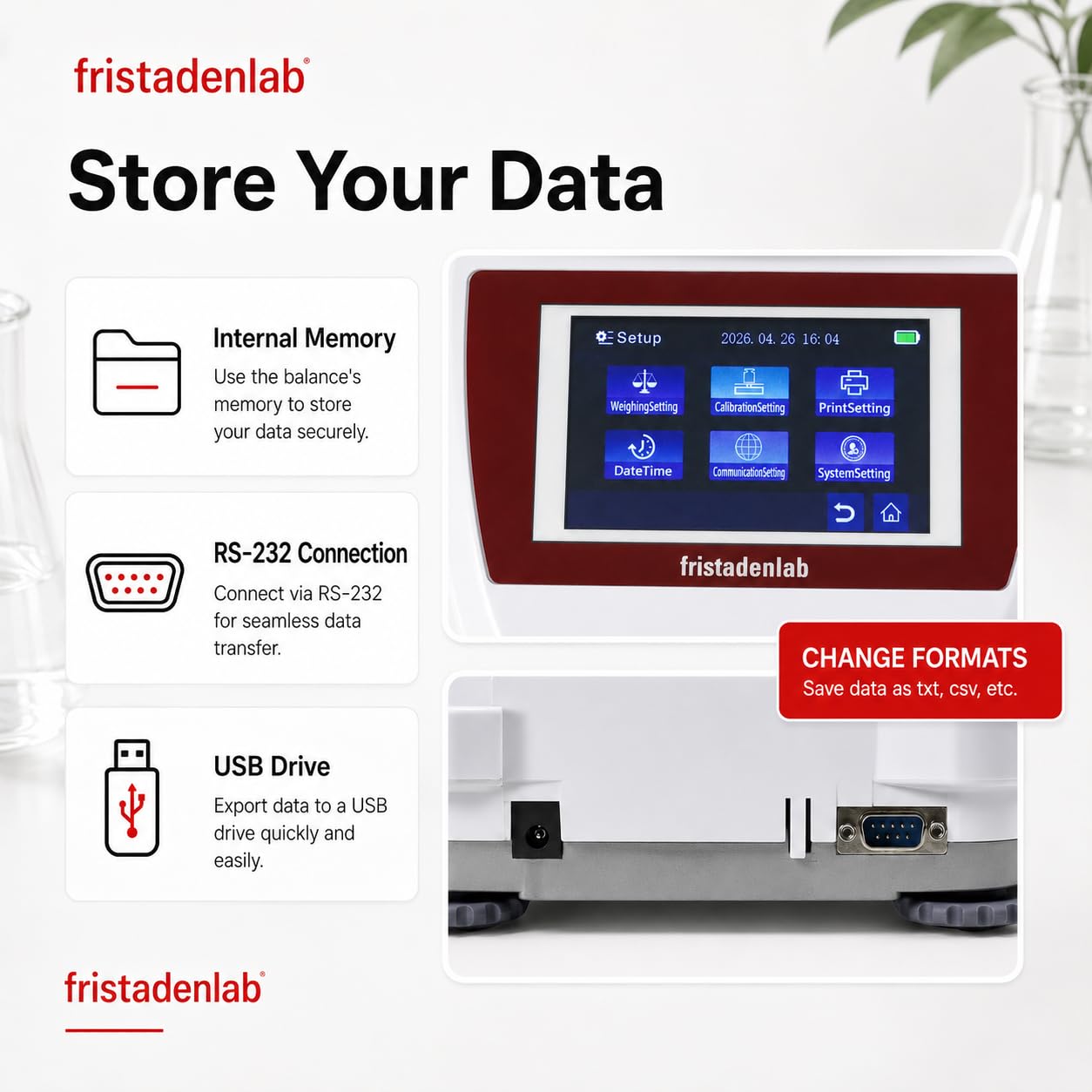 Fristaden Lab Balanza de precisión con pantalla táctil | Báscula de